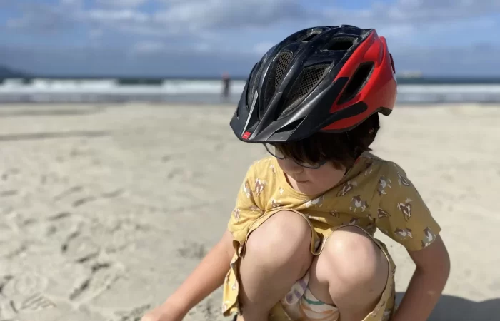 a little kid at the beach