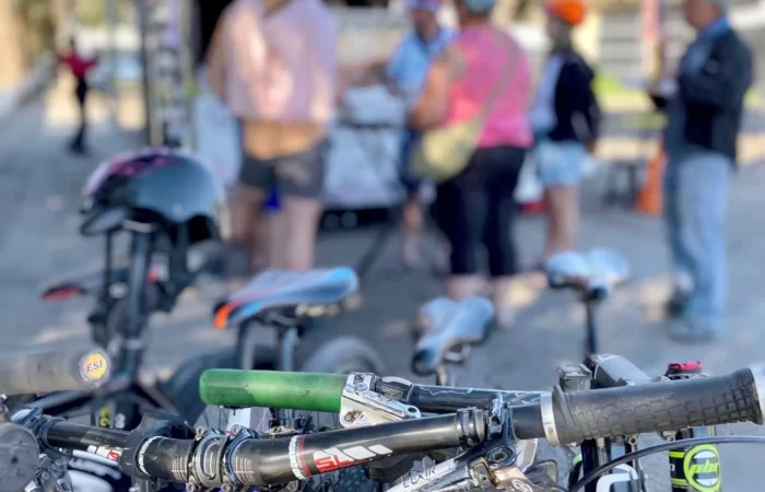 Bikes standing up