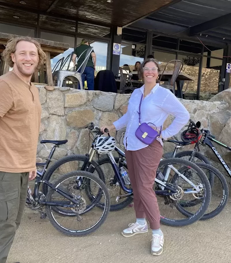 two happy cyclists