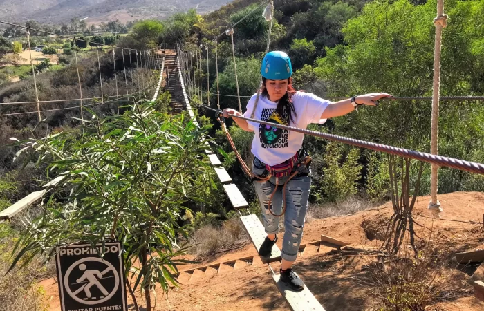 a woman on a bridge